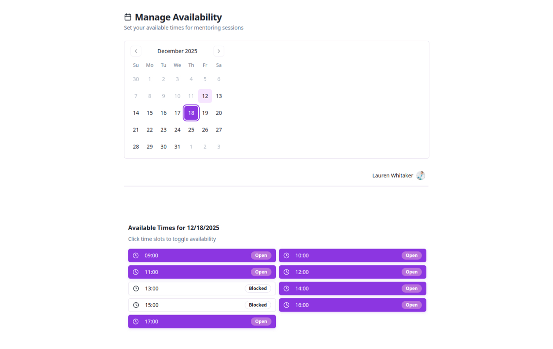 Manage Availability
